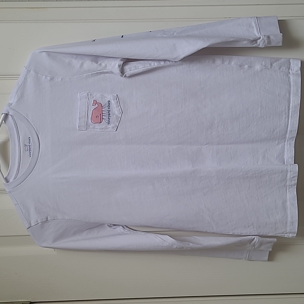 Vineyard Vines Kids Long Sleeve Tee with Pink Whale